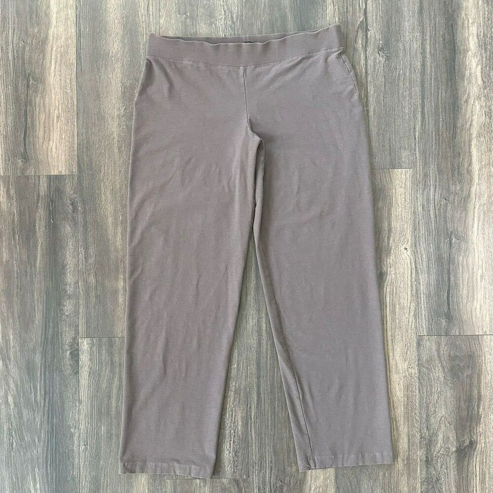 Eileen Fisher Pull On Straight Leg Pants Trousers Earthy Brown Women's Sz Large